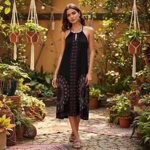 Apt. 9 Black and Purple Midi Dress